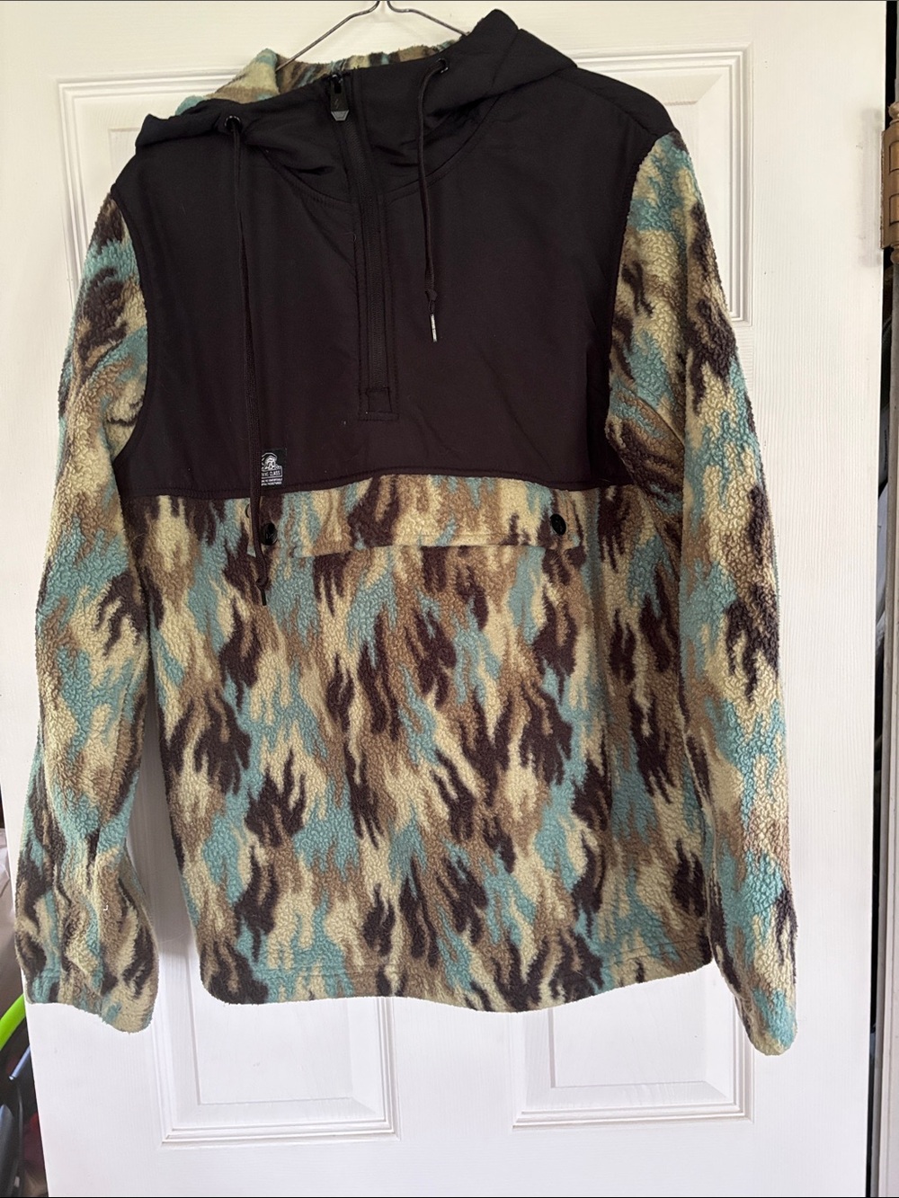 Lurking Class Black and green Fleece Pullover hoodie with Patterned Body